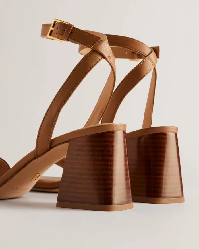 Women MILLIIY 8211 Block Heel Sandals With Coin Detail Brown Ted Baker Heels