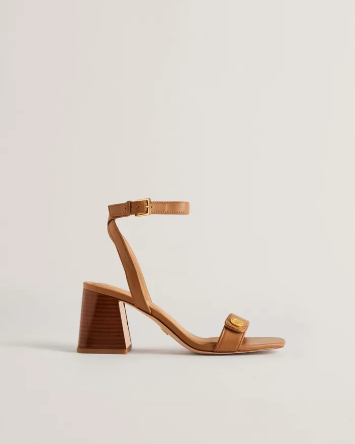 Women MILLIIY 8211 Block Heel Sandals With Coin Detail Brown Ted Baker Heels Women MILLIIY 8211 Block Heel Sandals With Coin Detail Brown Ted Baker Heels