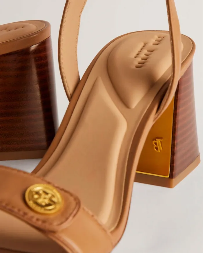 Women MILLIIY 8211 Block Heel Sandals With Coin Detail Brown Ted Baker Heels Women MILLIIY 8211 Block Heel Sandals With Coin Detail Brown Ted Baker Heels