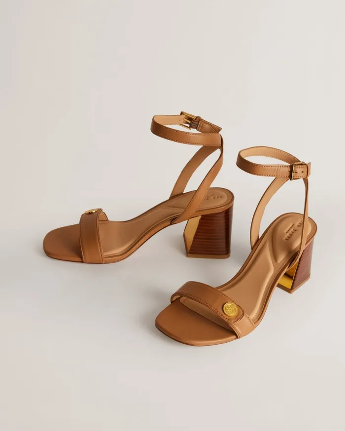Women MILLIIY 8211 Block Heel Sandals With Coin Detail Brown Ted Baker Heels Women MILLIIY 8211 Block Heel Sandals With Coin Detail Brown Ted Baker Heels