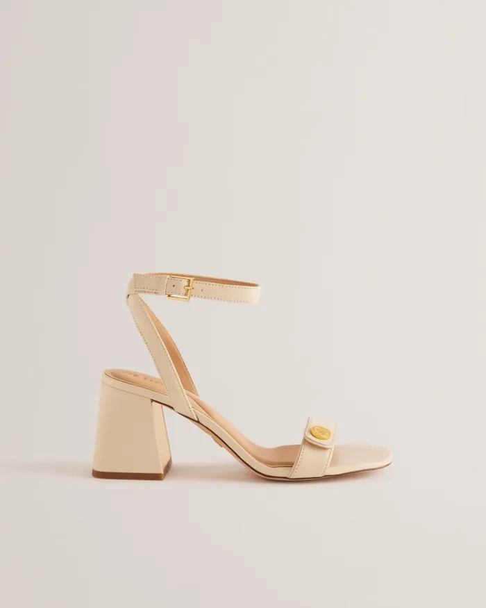 Women MILLIIY 8211 Block Heel Sandals With Coin Detail Ecru Ted Baker Heels Women MILLIIY 8211 Block Heel Sandals With Coin Detail Ecru Ted Baker Heels