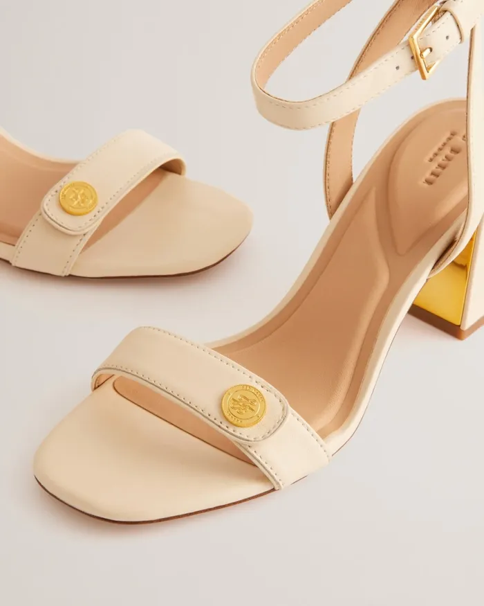 Women MILLIIY 8211 Block Heel Sandals With Coin Detail Ecru Ted Baker Heels Women MILLIIY 8211 Block Heel Sandals With Coin Detail Ecru Ted Baker Heels