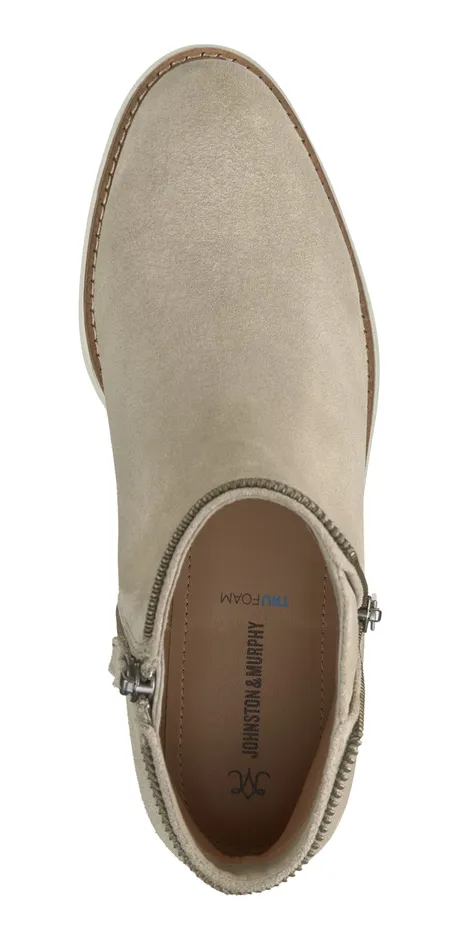 Women Mitzi Zipper Bootie Taupe Suede Boots and Booties Johnston and Murphy