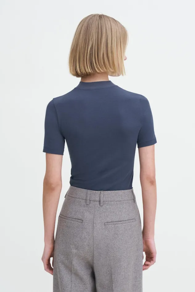 Women Mock Neck Tee Dawn Blue Filippa K Tops