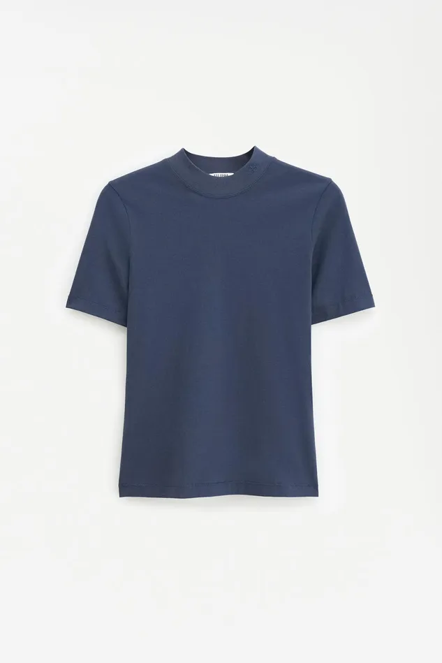 Women Mock Neck Tee Dawn Blue Filippa K Tops