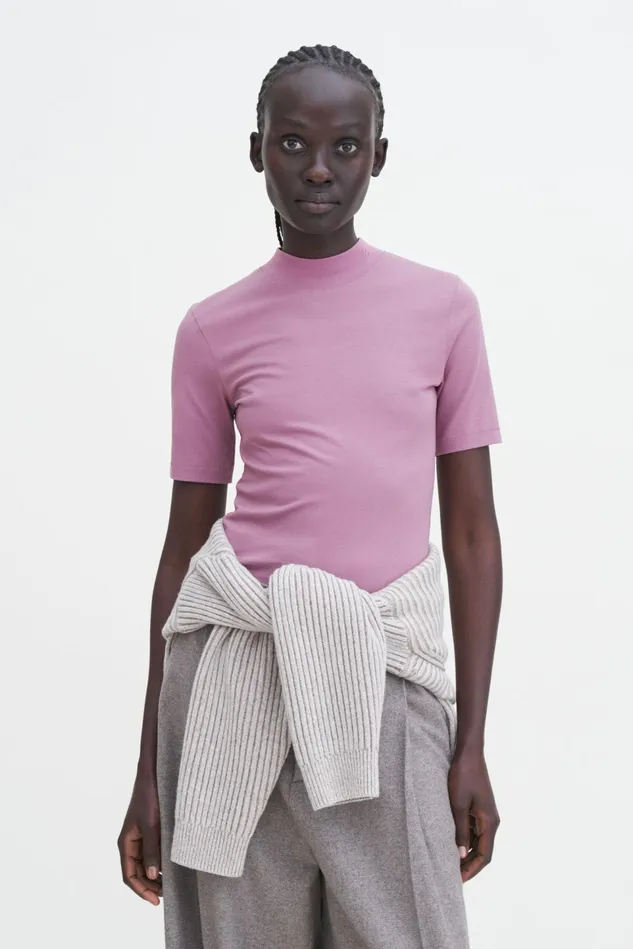 Women Mock Neck Tee Dusty Lilac Filippa K Tops