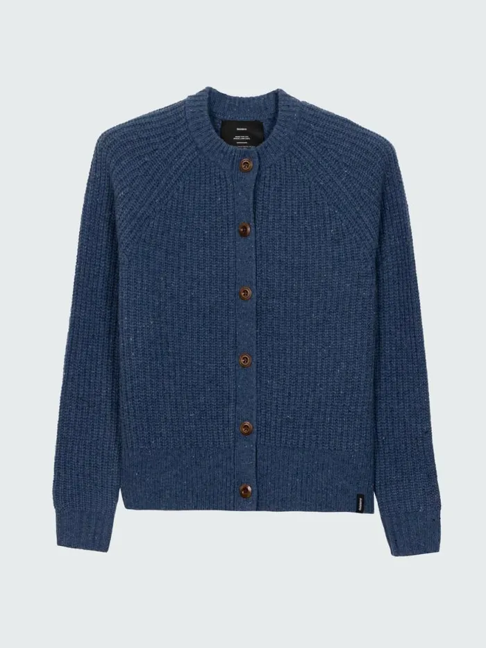 Women Mora Crew Neck Cardigan Denim Finisterre Knitwear