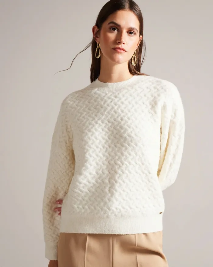 Women MORLEA 8211 Horizontal Cable Relaxed Jumper Ivory Ted Baker Jumpers and Cardigans Women MORLEA 8211 Horizontal Cable Relaxed Jumper Ivory Ted Baker Jumpers and Cardigans