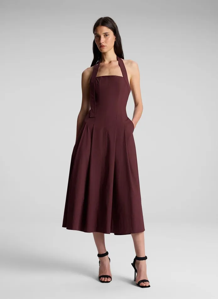 Women Natalie Halter Midi Dress Carob ALC Dresses