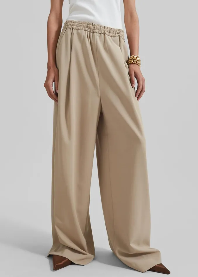 Women Neva Wide Trousers 8211 Beige The Frankie Shop Bottoms