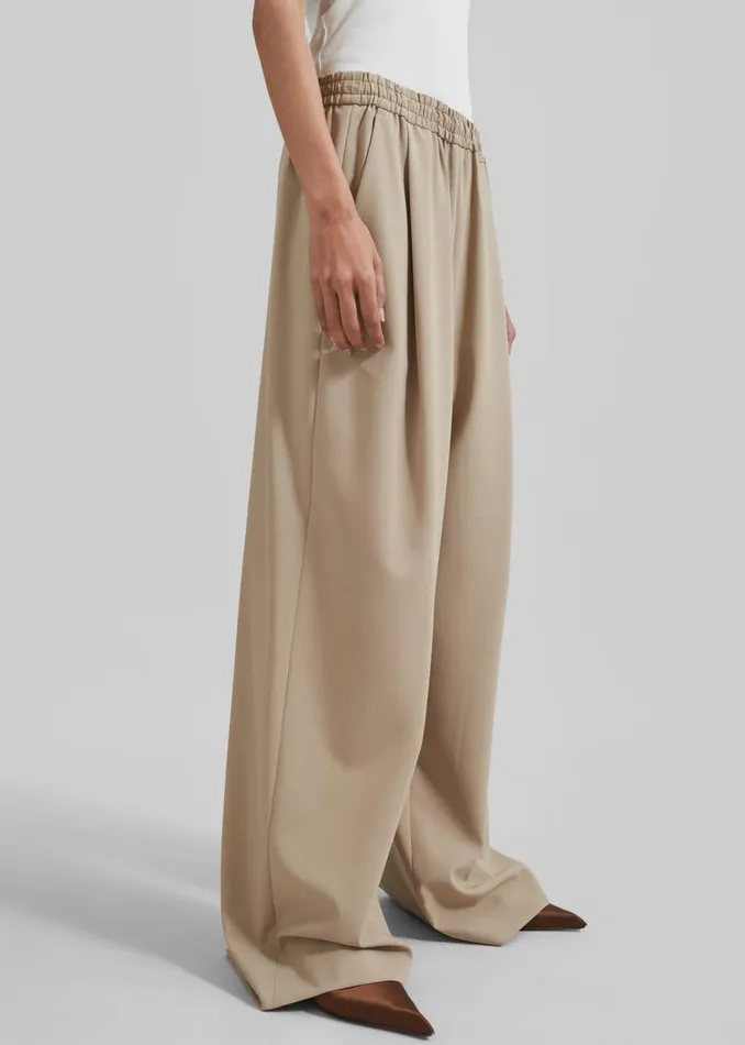 Women Neva Wide Trousers 8211 Beige The Frankie Shop Bottoms