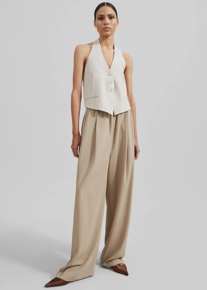 Women Neva Wide Trousers 8211 Beige The Frankie Shop Bottoms