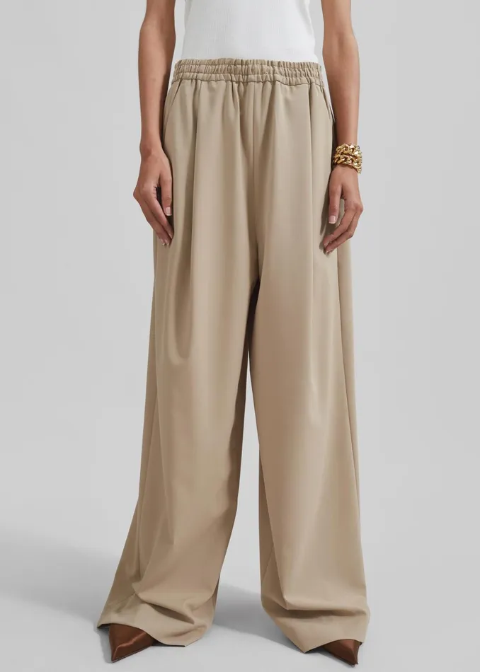 Women Neva Wide Trousers 8211 Beige The Frankie Shop Bottoms