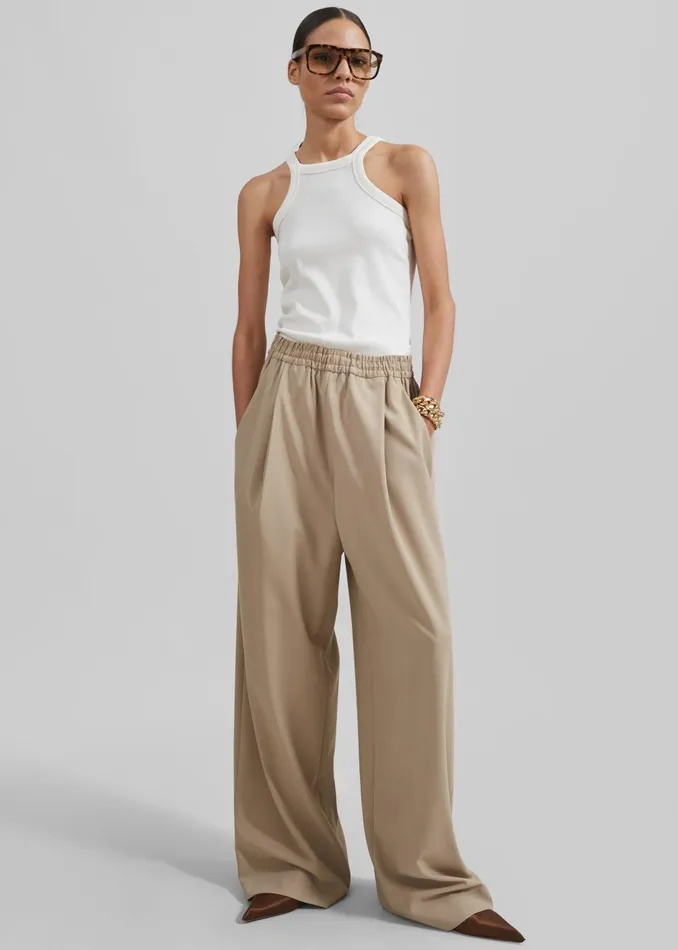 Women Neva Wide Trousers 8211 Beige The Frankie Shop Bottoms