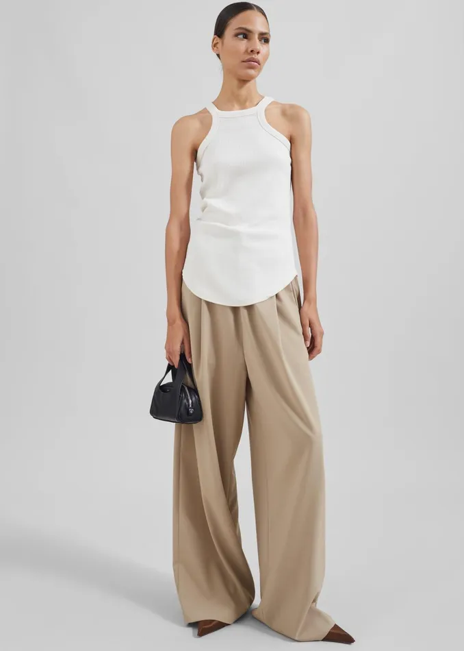 Women Neva Wide Trousers 8211 Beige The Frankie Shop Bottoms
