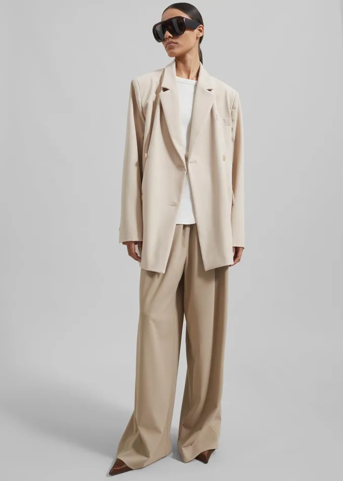 Women Neva Wide Trousers 8211 Beige The Frankie Shop Bottoms