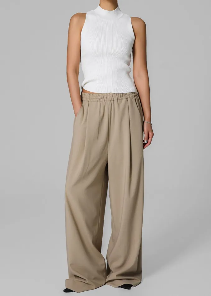 Women Neva Wide Trousers 8211 Beige The Frankie Shop Bottoms
