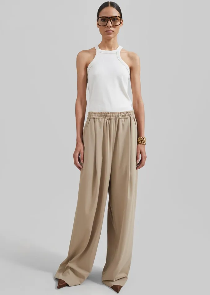 Women Neva Wide Trousers 8211 Beige The Frankie Shop Bottoms