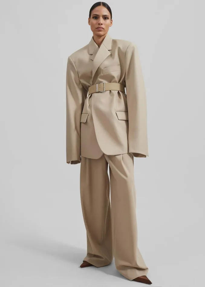 Women Neva Wide Trousers 8211 Beige The Frankie Shop Bottoms
