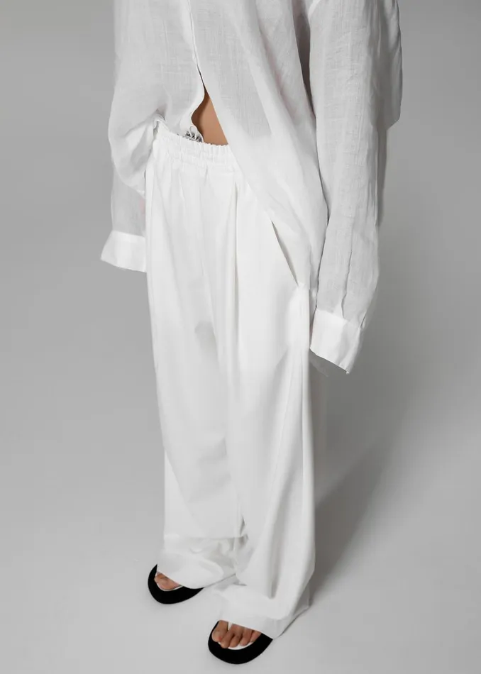 Women Neva Wide Trousers 8211 White The Frankie Shop Bottoms