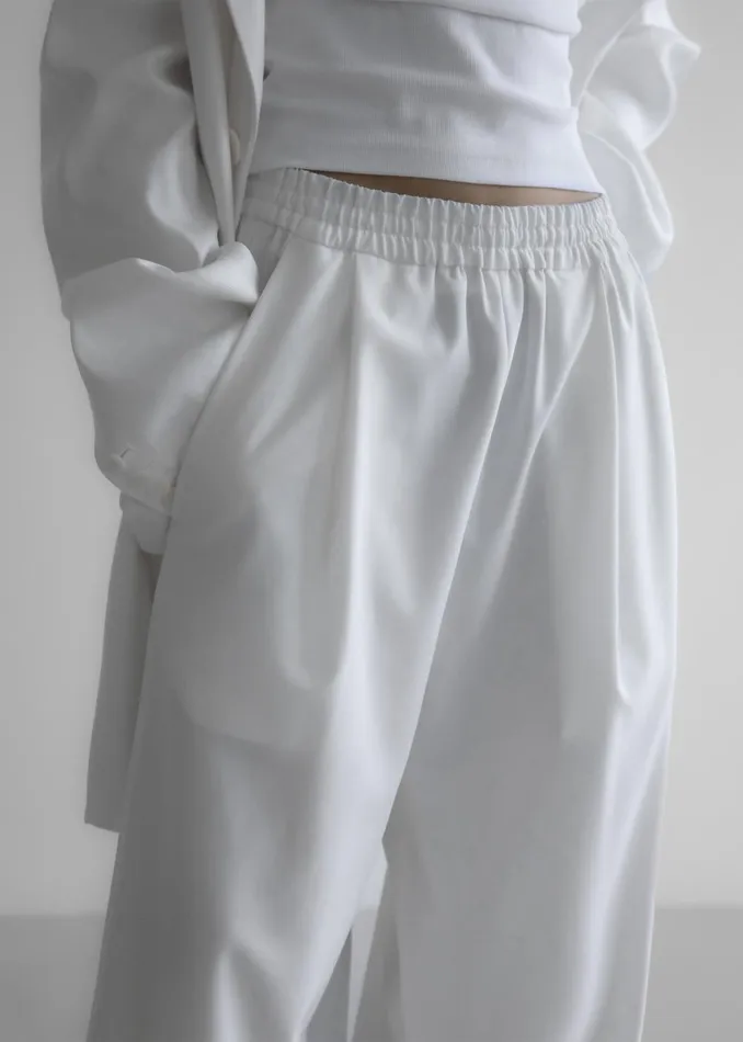 Women Neva Wide Trousers 8211 White The Frankie Shop Bottoms