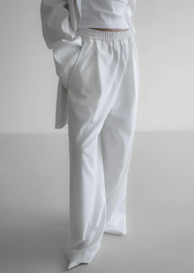 Women Neva Wide Trousers 8211 White The Frankie Shop Bottoms
