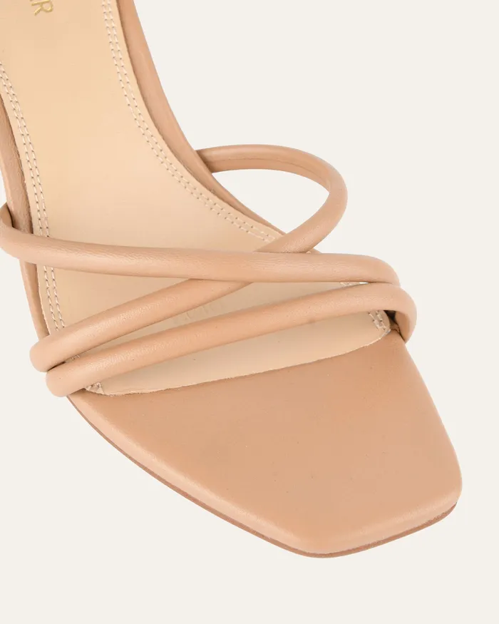 Women Nicola mid heel sandals tan leather MID SANDALS jomercer