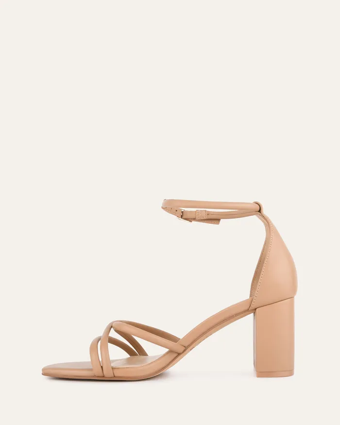 Women Nicola mid heel sandals tan leather MID SANDALS jomercer