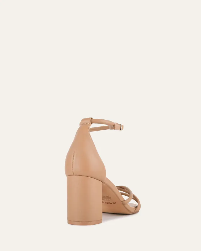 Women Nicola mid heel sandals tan leather MID SANDALS jomercer