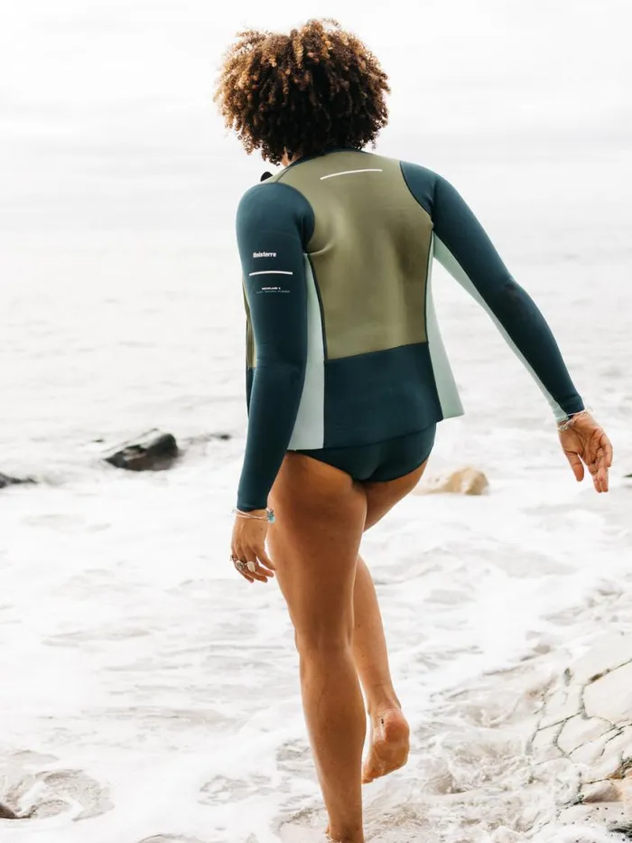 Women Nieuwland 2mm Yulex Long Sleeve Top Tealkhakiaqua Finisterre Swimwear and Bikinis