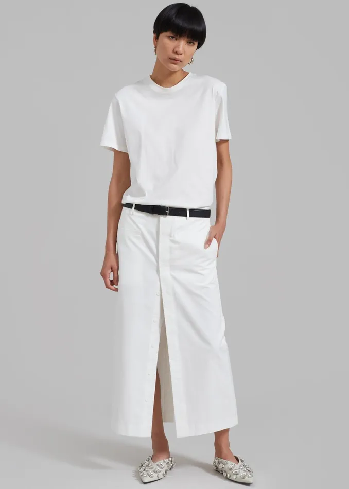 Women Norah Slit Midi Skirt 8211 White The Frankie Shop Bottoms