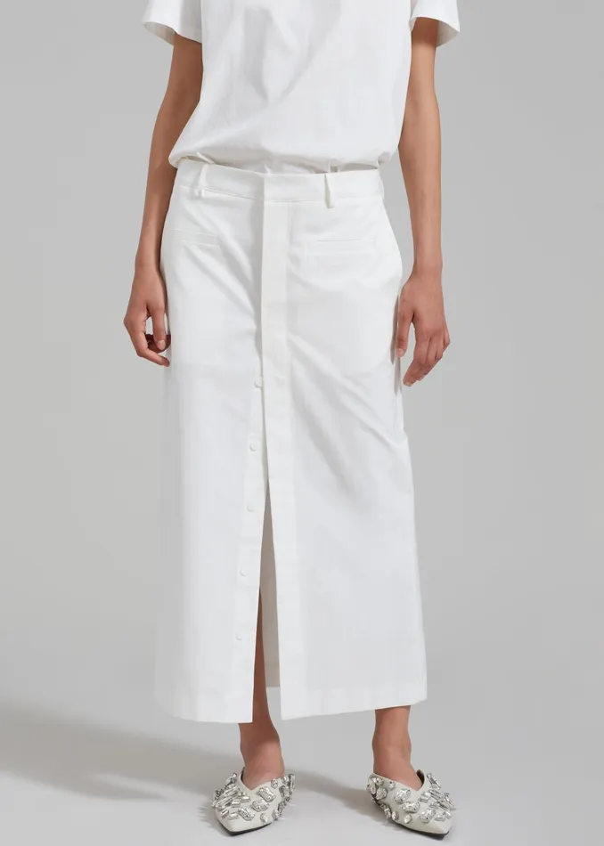 Women Norah Slit Midi Skirt 8211 White The Frankie Shop Bottoms