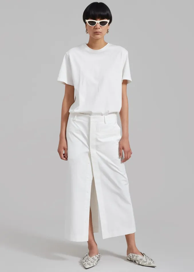 Women Norah Slit Midi Skirt 8211 White The Frankie Shop Bottoms
