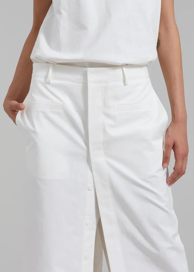 Women Norah Slit Midi Skirt 8211 White The Frankie Shop Bottoms