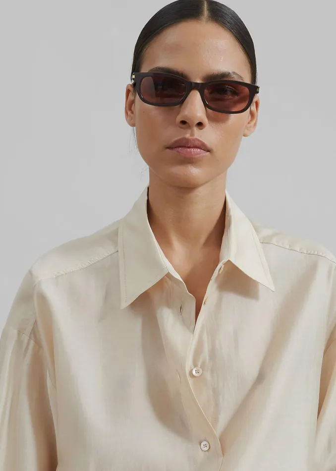 Women Ola Semi Sheer Button Up Shirt 8211 Ivory The Frankie Shop Tops