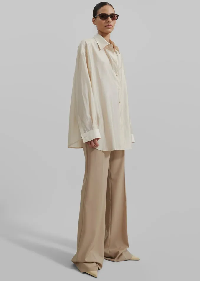 Women Ola Semi Sheer Button Up Shirt 8211 Ivory The Frankie Shop Tops