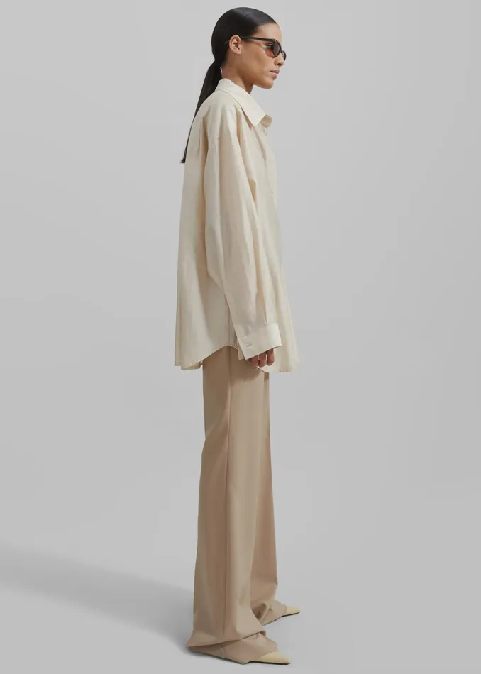 Women Ola Semi Sheer Button Up Shirt 8211 Ivory The Frankie Shop Tops