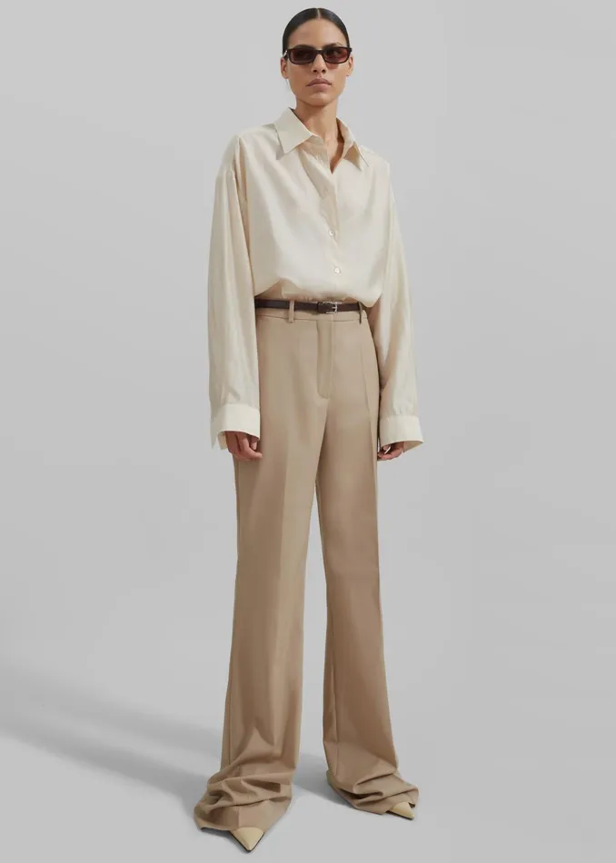 Women Ola Semi Sheer Button Up Shirt 8211 Ivory The Frankie Shop Tops