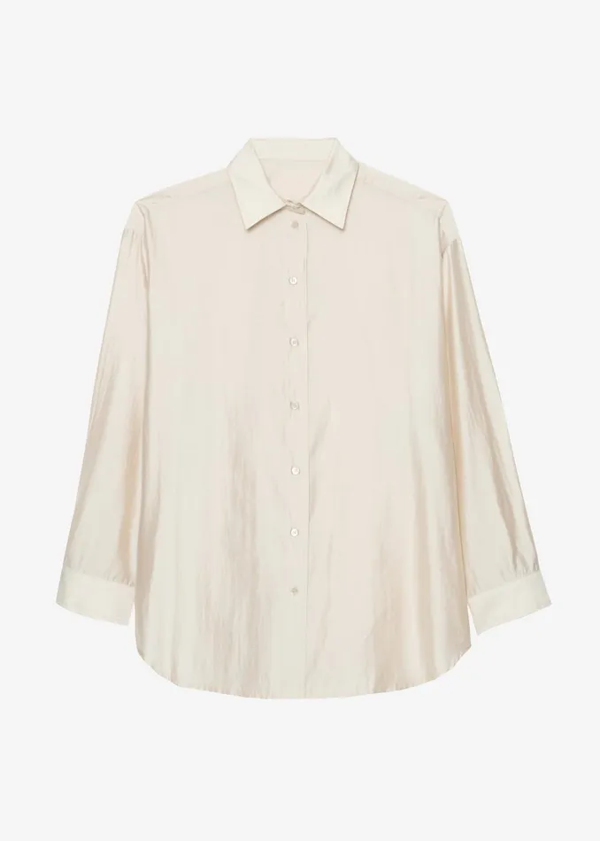 Women Ola Semi Sheer Button Up Shirt 8211 Ivory The Frankie Shop Tops