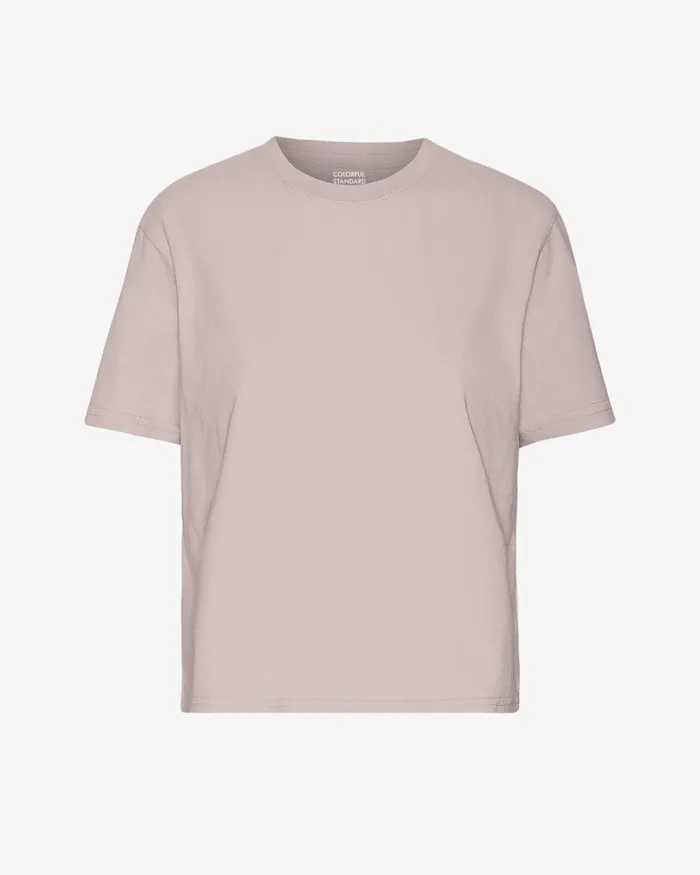 Women Organic Boxy Crop Tee Faded Pink Colorful Standard TShirts