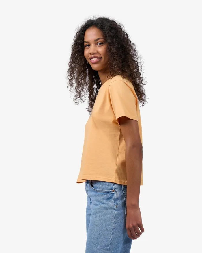 Women Organic Boxy Crop Tee Faded Pink Colorful Standard TShirts