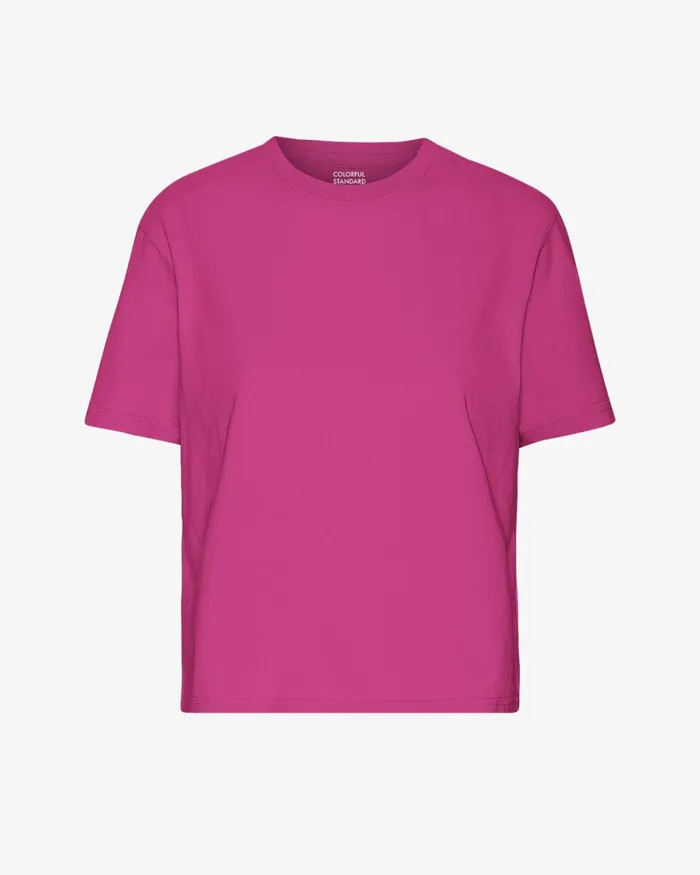 Women Organic Boxy Crop Tee Magenta Blaze Colorful Standard TShirts