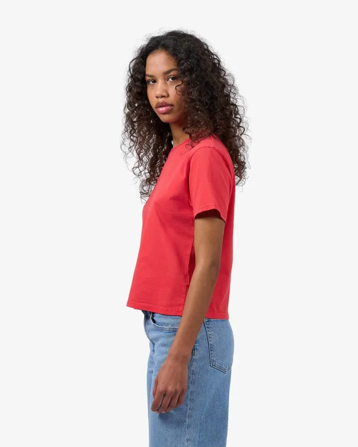 Women Organic Boxy Crop Tee Magenta Blaze Colorful Standard TShirts