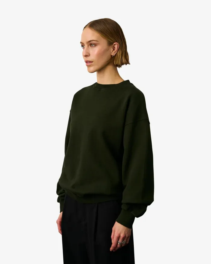 Women Organic Oversized Crew Faded Grey Colorful Standard Crewneck Sweatshirts