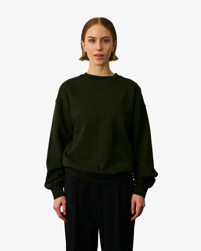 Women Organic Oversized Crew Scarlet Red Colorful Standard Crewneck Sweatshirts