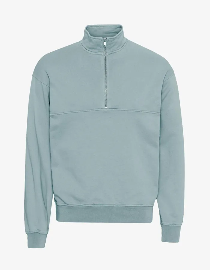 Women Organic Quarter Zip Steel Blue Colorful Standard Quarter Zips