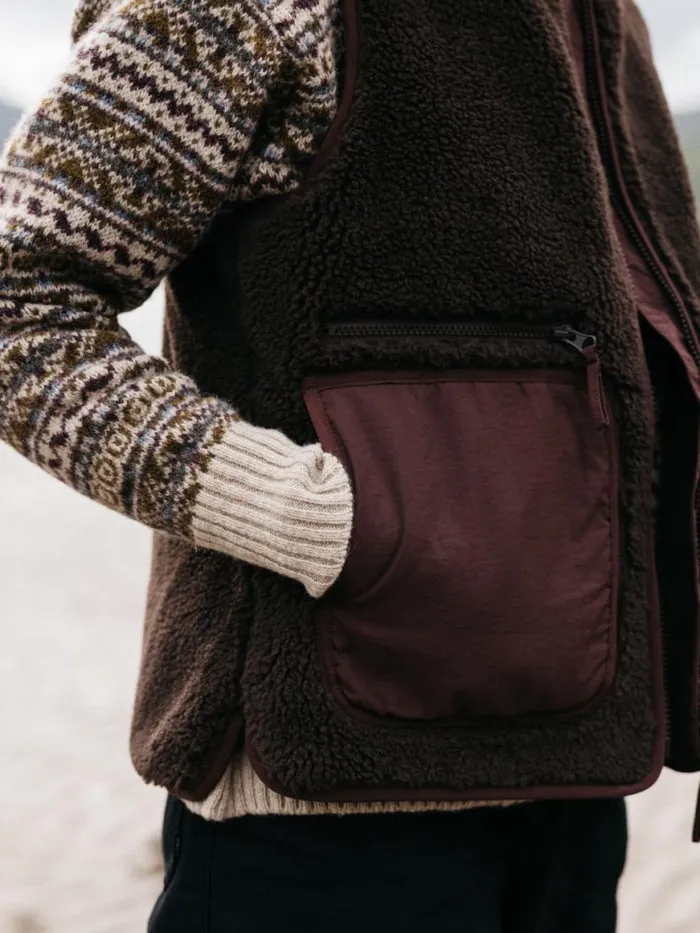 Women Orsik Fleece Gilet Seal Brown Finisterre Jackets Coats and Gilets
