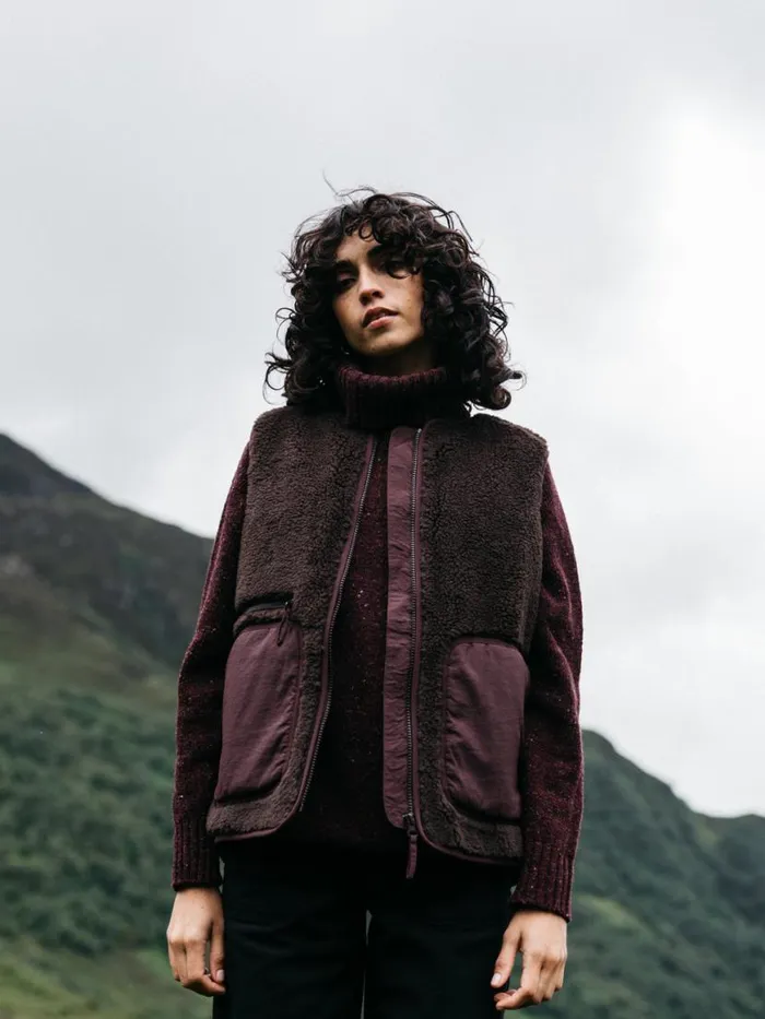 Women Orsik Fleece Gilet Seal Brown Finisterre Jackets Coats and Gilets