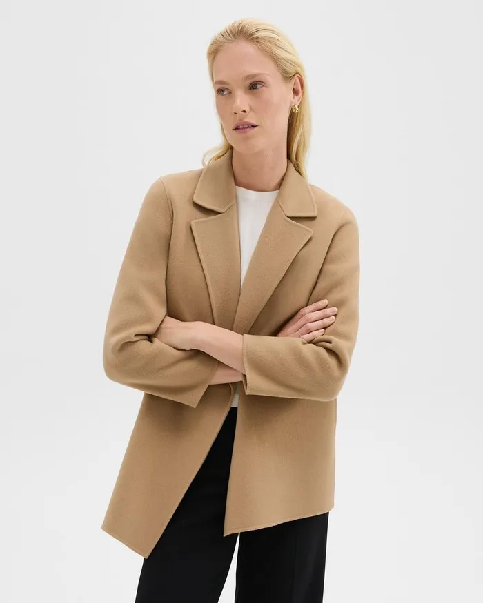 Women Outerwear Theory Clairene Jacket In DoubleFace WoolCashmere New Camel