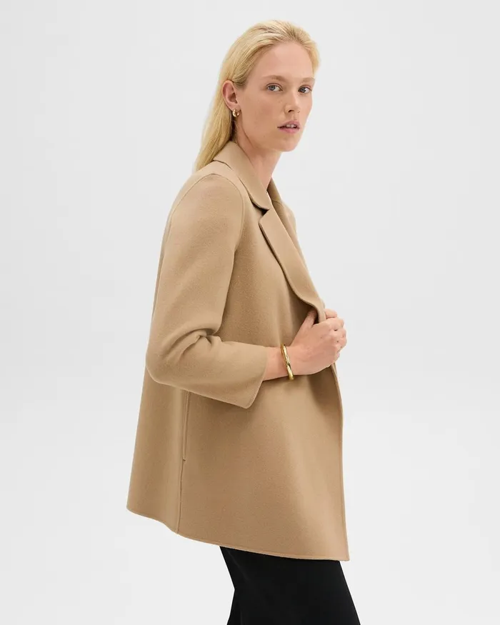 Women Outerwear Theory Clairene Jacket In DoubleFace WoolCashmere New Camel